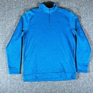 Under Armour Golf‎ Pullover Men's Large LGT Storm 1/4 Zip Blue Striped